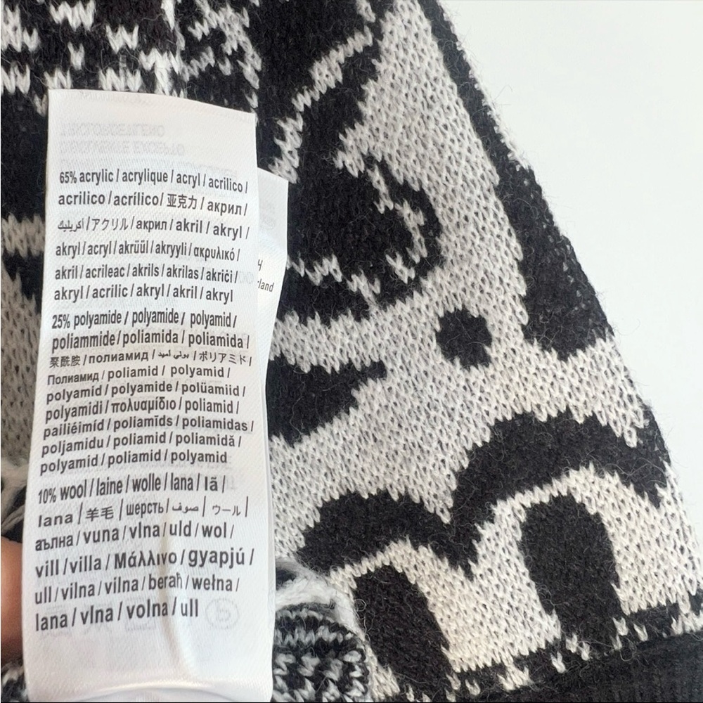 FARM Rio Black & White Mixed Striped Tigers Buttoned Knit Cardigan in Small NWT - Picture 8 of 13